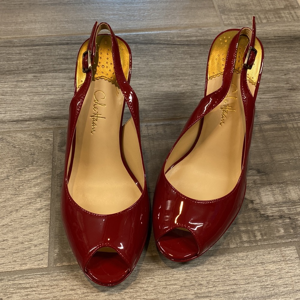 Cole Haan red patent leather heels